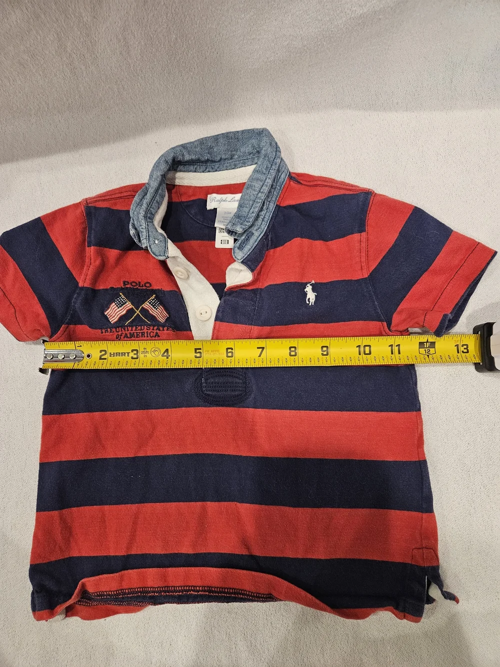 Polo by Ralph Lauren Kids' Red & Navy Striped Rugby Polo, Patriotic Flag